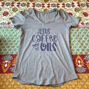“Jesus, Coffee, and Oils” t-shirt
